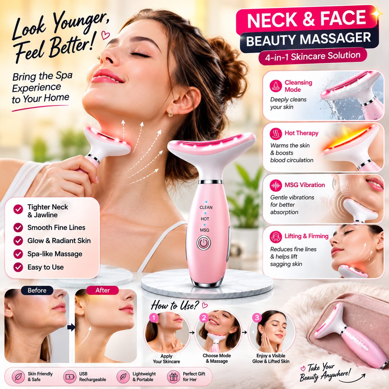 4-in-1 Neck & Face Beauty Massager