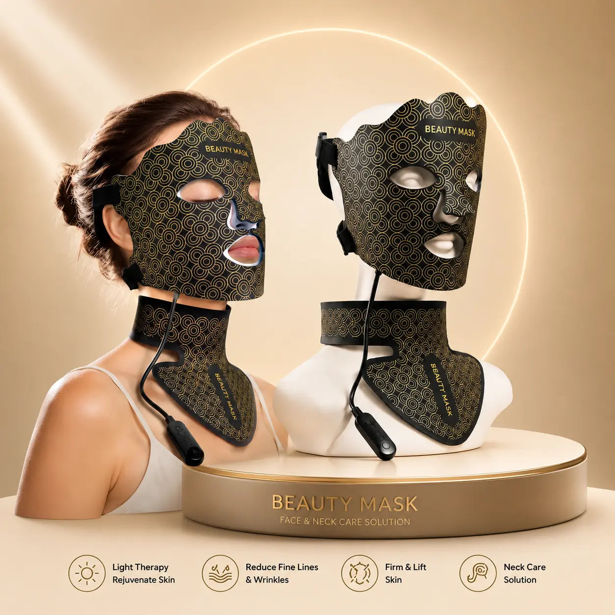 Red Light LED Facial Photon Rejuvenation Device With Silicone Beauty Mask